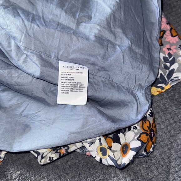 American Eagle Floral Button-Front Puff Sleeve‎ Tie-Back Mini Dress XS - Picture 11 of 13